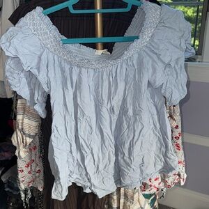 Chambray Off Shoulder  Top